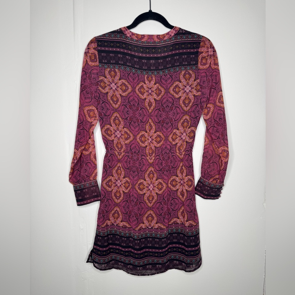 Maeve Meredith printed mini dress in maroon women's XS boho western hippie - Picture 7 of 10